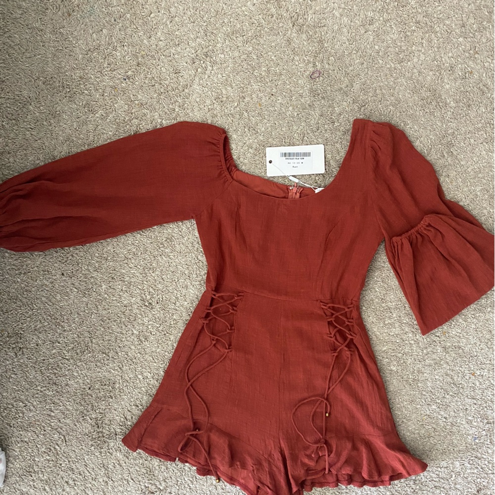 Red-orange short jumsuit